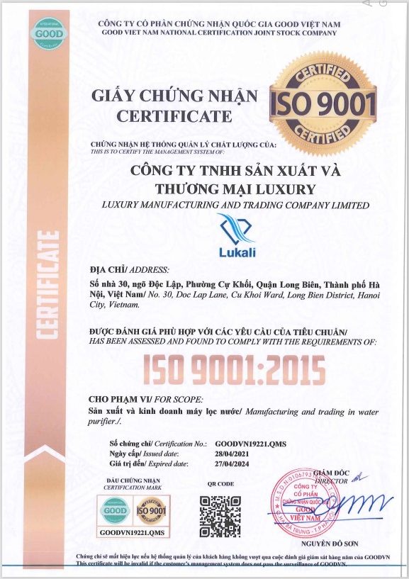 Chứng nhận ISO 9001:2015 Việt Nam