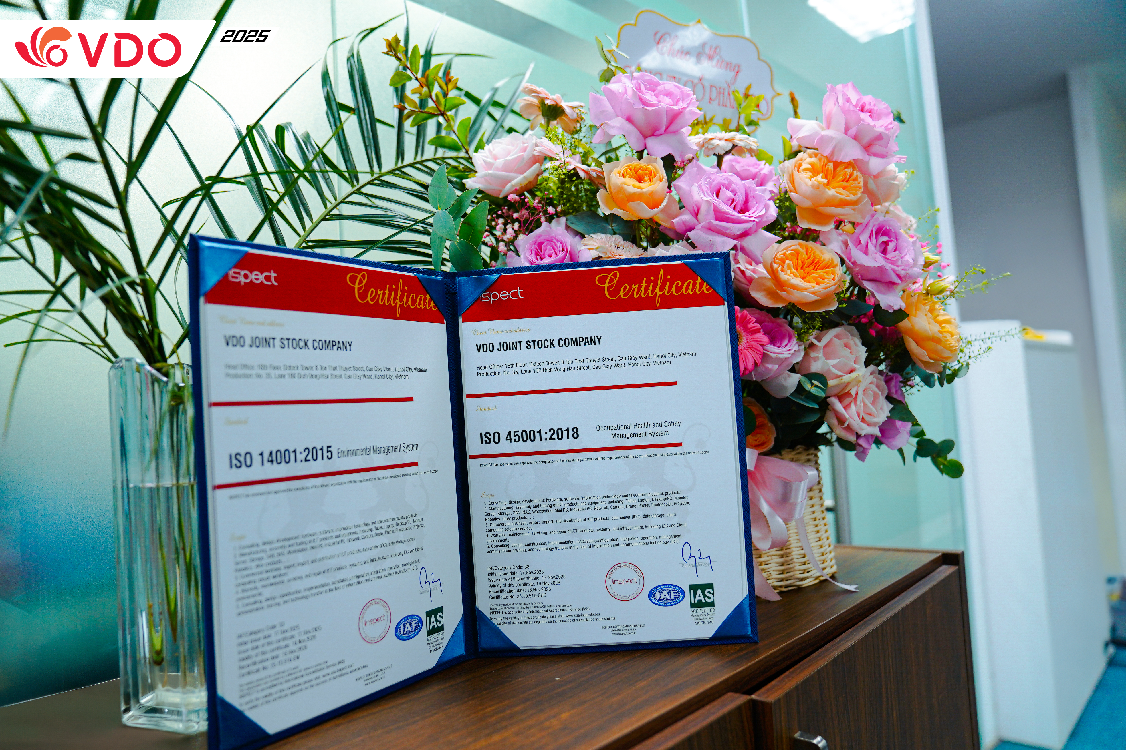 G-GLOBAL TRAO CHỨNG NHẬN HỆ THỐNG QUẢN LÝ QUỐC TẾ ISO CHO CÔNG TY CỔ PHẦN VDO