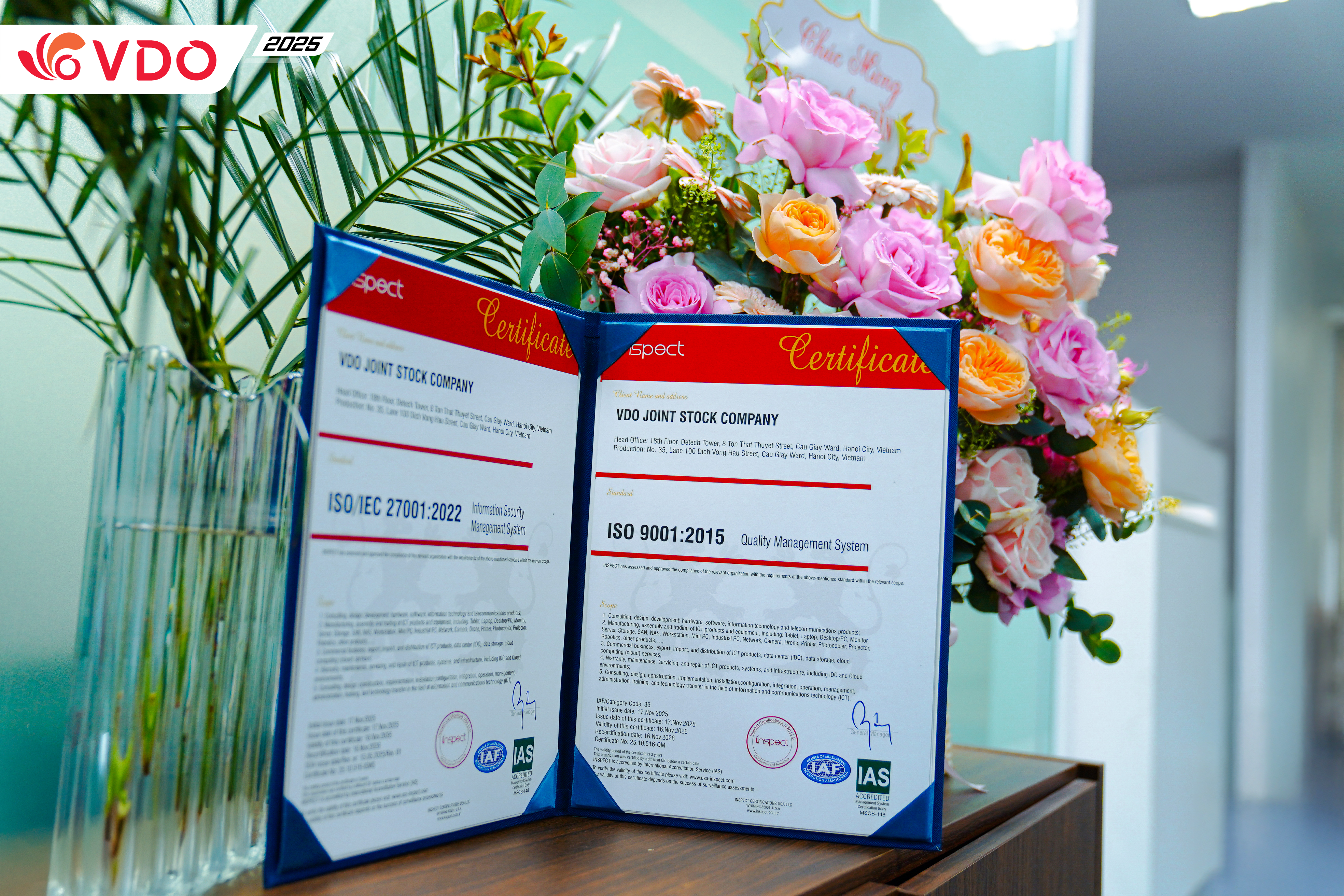 G-GLOBAL TRAO CHỨNG NHẬN HỆ THỐNG QUẢN LÝ QUỐC TẾ ISO CHO CÔNG TY CỔ PHẦN VDO